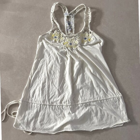 Free People Embroidered Cutaway Tank in Natural ASO Alex Russo - Picture 9 of 14